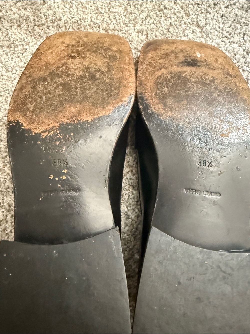Prada Black Leather Square-Toe Loafers - Picture 7 of 7